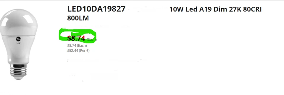 (6 Pack) GE LED A19 Soft White Light Bulbs 60w Replacement 10W 800 LM, 2700K, 80 - Image 3 of 4