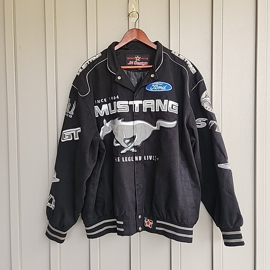 ジャケット・アウター 90s Vintage JH Design Ford Mustang JKT Jeff Hamilton JH Design Ford Mustang Racing Embroidered Patch AOP
