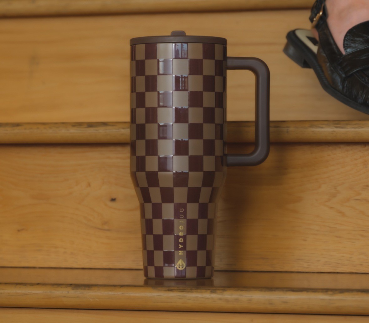 Hydrojug Fall Collection Autumn Espresso Checkers Traveler 32oz Tumbler NEW