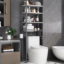 4-Tier Bathroom Organizer Shelf Over Toilet with Adjustable Shelf and Basket