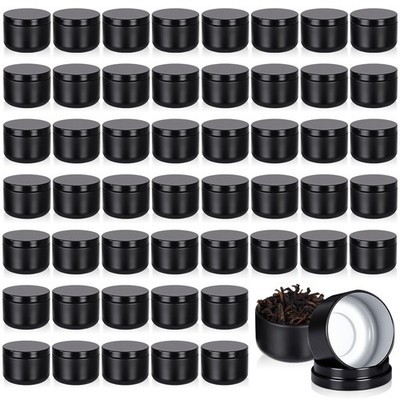 50 Pack Small Tea Tin Canisters Bulk 2 oz Round Tinplate Loose Leaf Tea Stora...