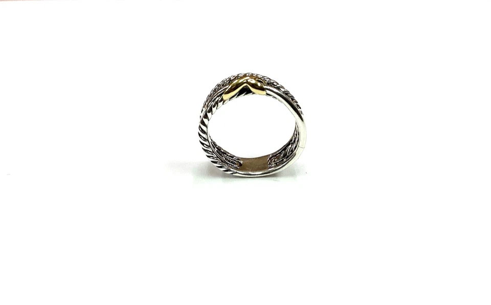 Anillo David Yurman X Banda Cruzada - Plata de Ley con 18K YG, Talla 6.5 Foto 2 de 4