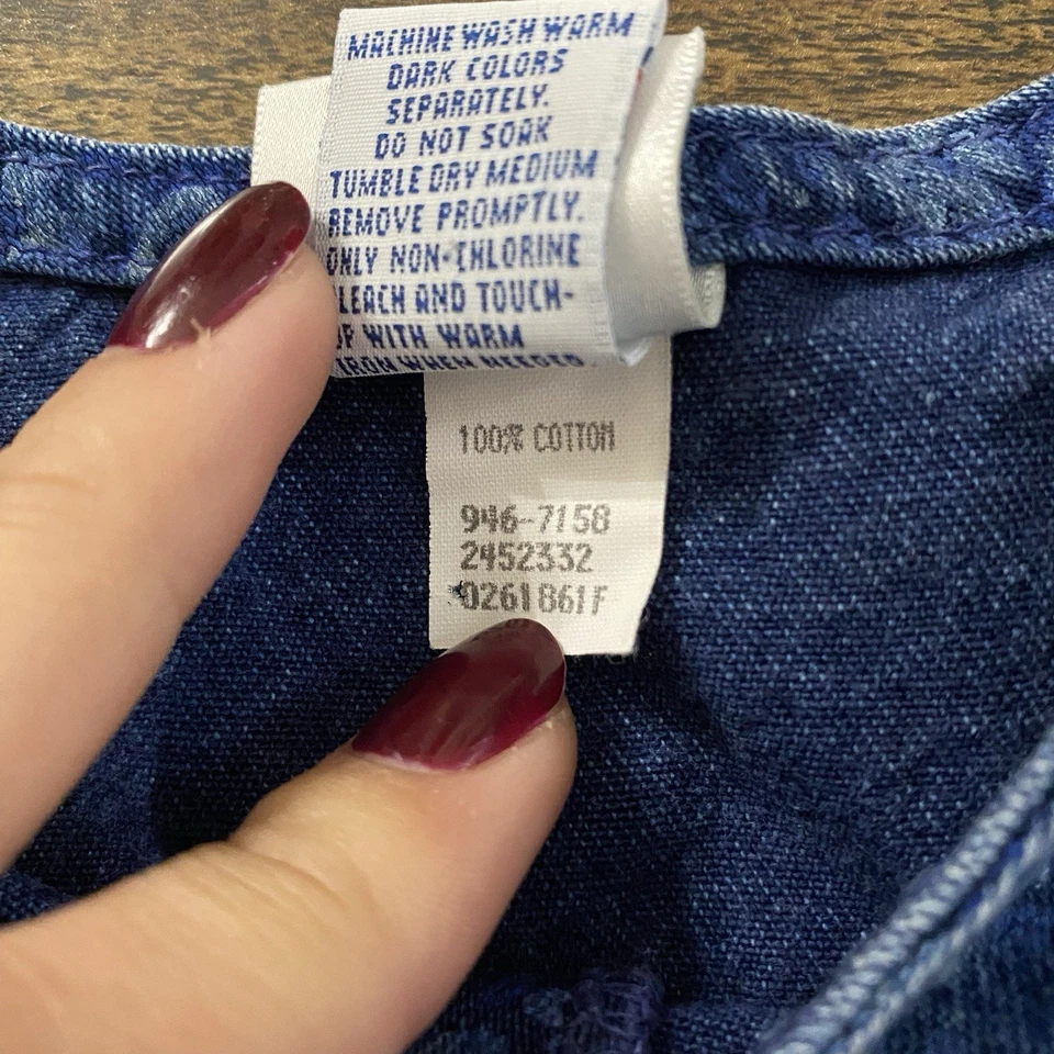 Vintage 90s OshKosh B’Gosh Denim Cotton A Line Button Dress Floral Paisley 5T - Image 3 of 4