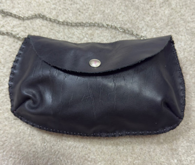 Midnight Link 100% Handcrafted Genuine Leather Black Chain Bag