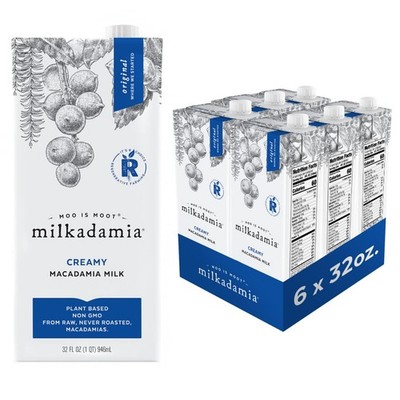 milkadamia Macadamia Milk  Creamy  32 Fl Oz Pack of 6  Lactose Free, Vegan, S...