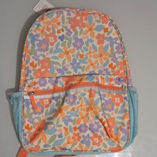 Floral Multicolor Girls Backpack Polyester Zip Closure Outer Pockets Top Handle