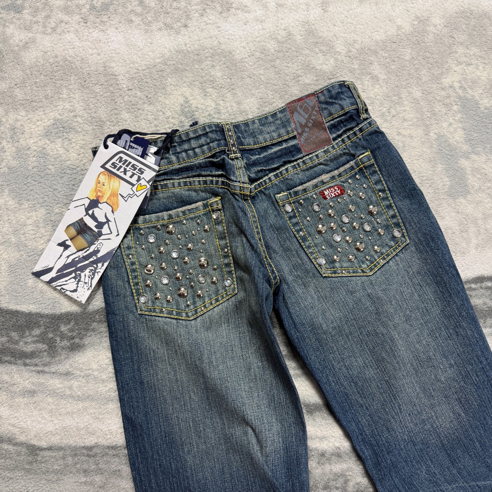 Vintage Miss Sixty 2000s Y2K 'Eden' Blue Studded Bootcut Low Rise Size 27 Jeans image 3