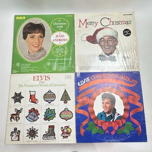Christmas Albums Vinyl LP Lot of 4 Julie Andrew’s Bing Crosby & 2 Elvis Presley
