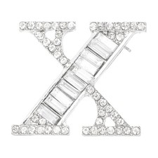 Letter Brooch Pins, Initial Letter X Rhinestone Broaches, Silver Tone