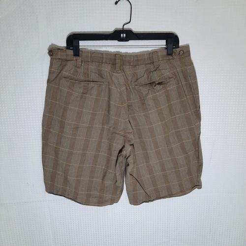 Banana Republic Plaid Cotton Shorts Men’s 35 Brown Flat Front Preppy Summer - Picture 3 of 5