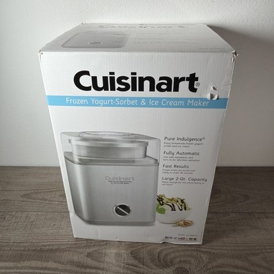 Cuisinart 2QT Frozen Dessert Maker Chrome Pure Yogurt-Sorbet Ice Cream