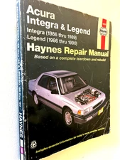 Auto Plus/Haynes 12020 Repair Manual Acura Integra & Legend 1986 Thru 1990