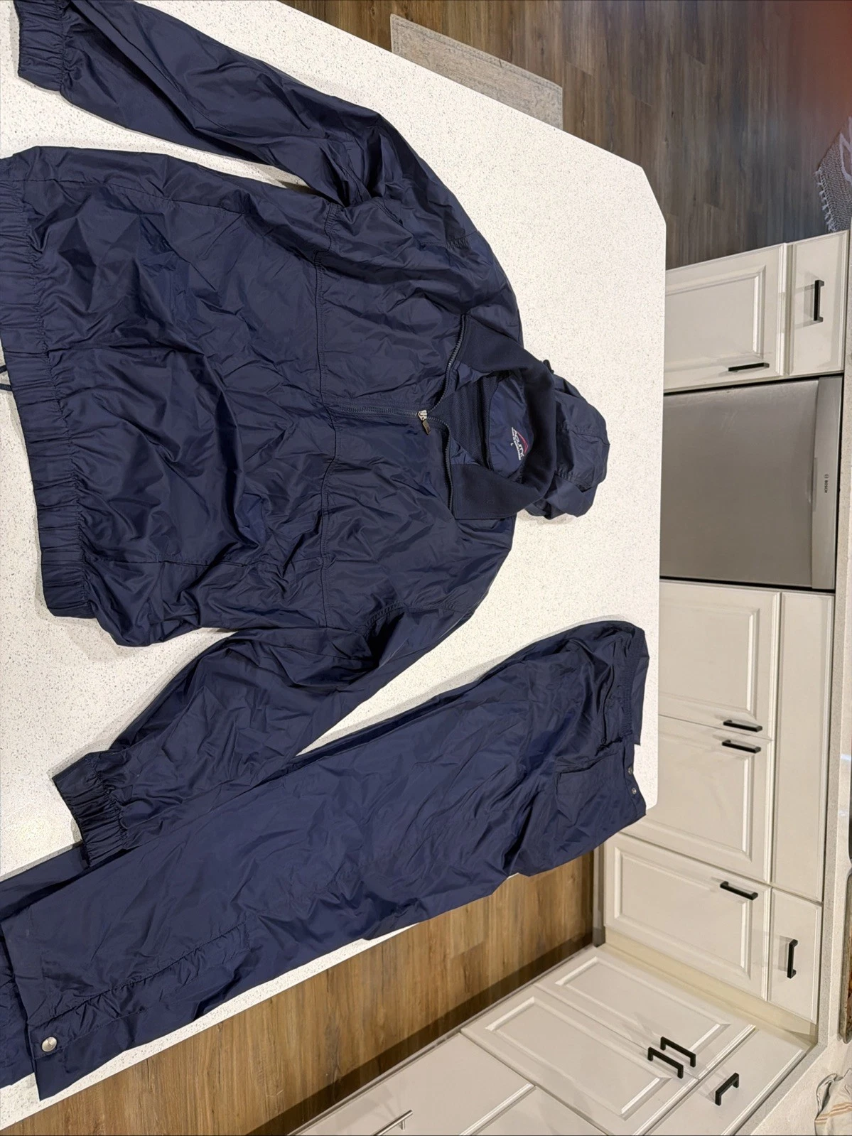XL Acuity Mens Blue Pullover Windbreaker Rain Jacket & Pants 1/4 zip Hood Large