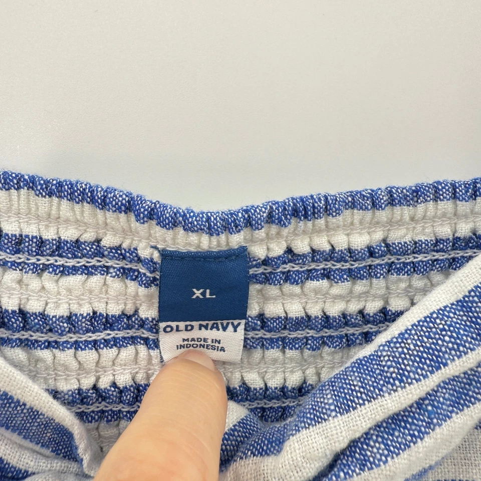 Старый темно-синий в полоску Sweetheart галстук спереди Cami блузка XL богемное пляжный прибрежный - Изображение 3 из 4