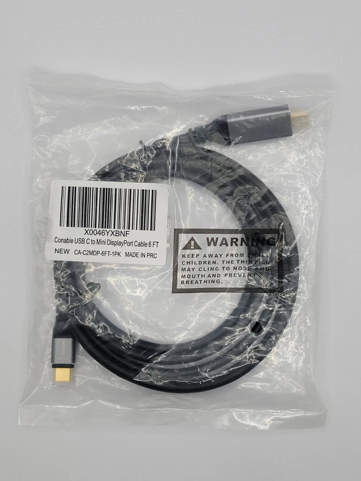 Conable USB-C to Mini Display Port Cable 6FT – 4K Video Adapter – New Sealed - Image 2 of 4
