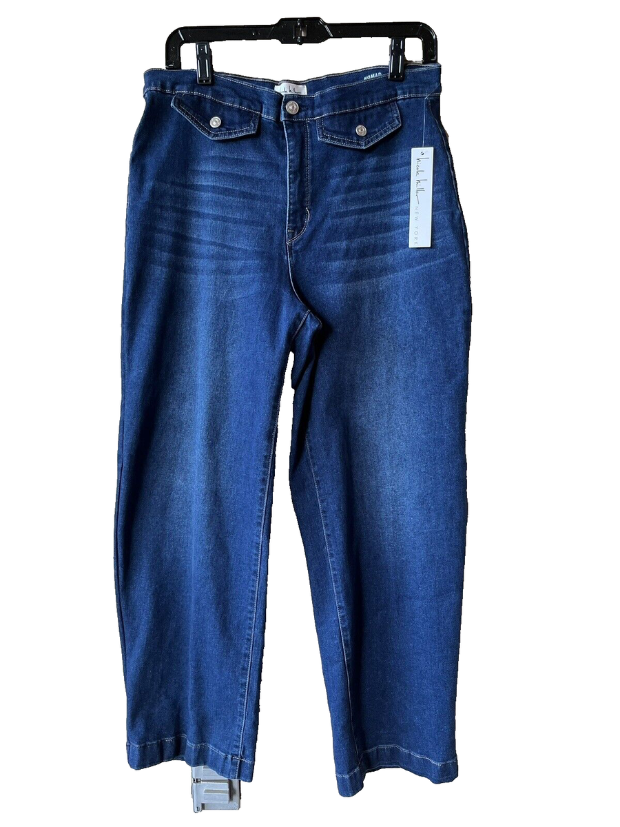 Nicole Miller womens Wide Leg Jeans 12 Navy Nomad Super Hi