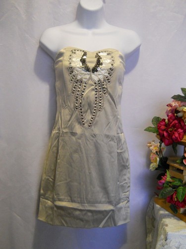 Nikibiki Women's Dress Mini Strapless Gray Embellished Sexy Fitted Size S - 第 1/4 張圖片