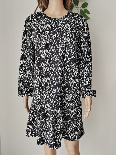 ❤️ Size L UK 14-16 BNWT PRIMARK black white animals print shift dress 1533 - Picture 4 of 11