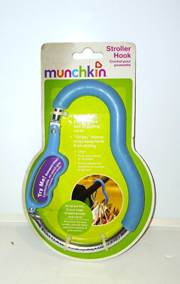  Lrg. Stroller Hook, Blue, Grocery,Purse ,Shopping Bag Multi Use Hook 7''Munchkin