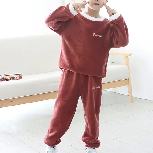 Girls Boys Fleece Pajamas Set Top and Pants Warm Sleepwear - Picture 20 of 45