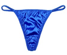 Satin String Thong Royal Blue M