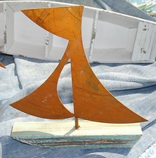 Deko-Segel-Schiff "Tuin" Boot Holz/Metall/Rost*Struktur*maritim*Shabby*Sommer