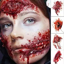 7 PCS Halloween Fake Blood Scar Tattoo Spider Sticker Body Art Decoration