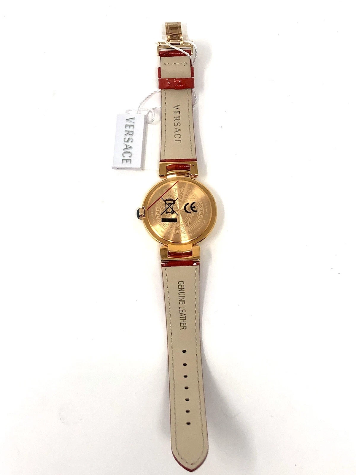 NUOVO Orologio Versace Leda Donna Oro IP Rosso Quadrante MOP Pelle Rosso VNC040014