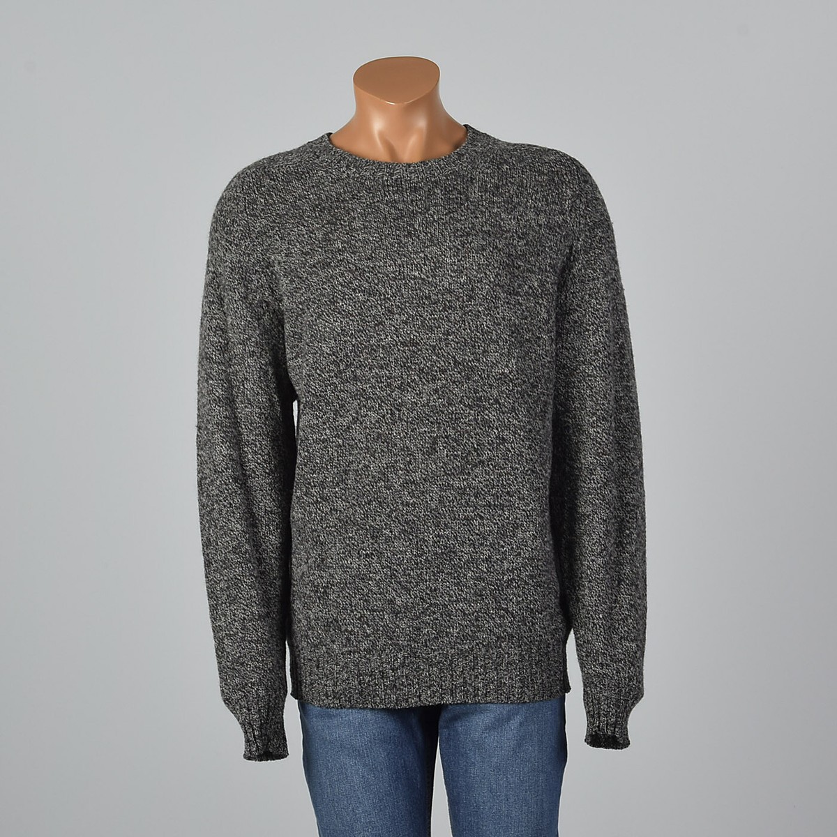 2XL 1980s Burberry Mens Gray Knit Wool Sweater Long Sleeve Pull Over 80s VTG