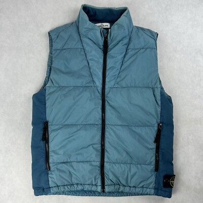 Stone Island Crinkle Reps NY Down Puffer Gilet Blue Jacket Large