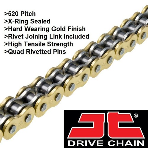 Kawasaki KDX250 1982 JT Z3 Super HD Gold X-Ring Chain 520x110 Links + Tool - Picture 2 of 5
