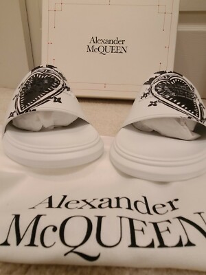 $350 New Men’s Alexander McQueen Slides Sandals Limited Edition Logo Size  12