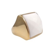 Massiver großer Ring 14 Karat Gelbgold weiß...