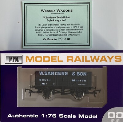 Dapol 00 Wessex Waggons 7 Plank 10T Open W Sanders & Son South Molton #1 L/E Neu