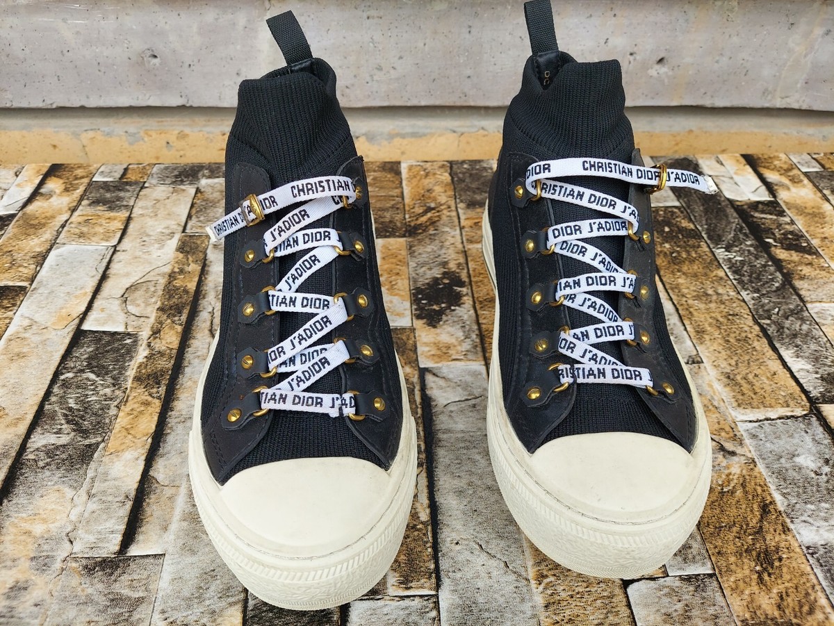 Authentic Dior Walk N Dior Trainer High Knit Sneakers Black