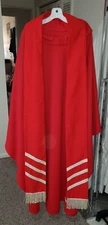 CLERGY OFFICIANT VESTMENT CHASUBLE & STOLE CUSTOM MADE RED W/WHITE FRINGE