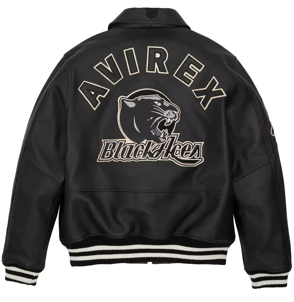 Men's Avirex Black Ace 2 Real Bomber American Flight Jacket Men's Avirex Black Ace 2 Real Bomber American Flight Jacket