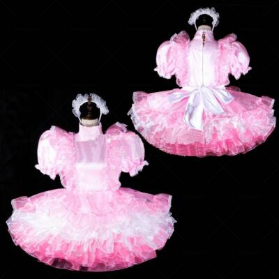 lockable Sissy boy maid satin-Organza mini dress CD/TV Tailor-made set