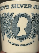 Mason's Ironstone Royal Silver Jubilee Mug 1977 Blue Queen Elizabeth Windsor