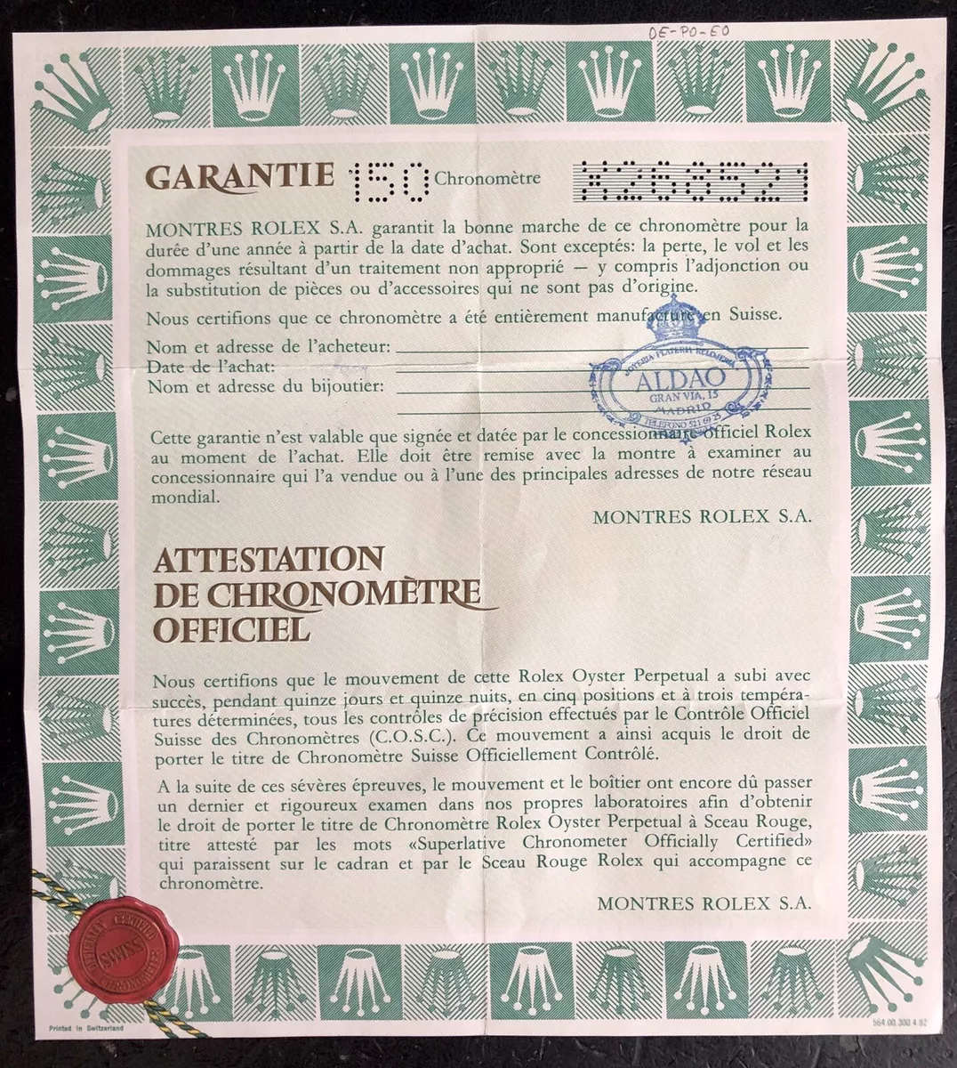 Certificazione rolex best sale