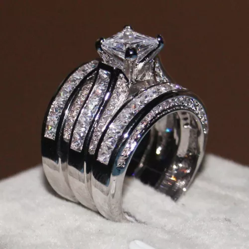 Women 925 Silver Filled Wedding Rings Cubic Zircon Engagement Jewelry Sz 6-10 - Picture 6 of 34