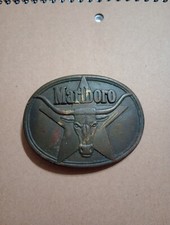 Vintage 1987 Solid Brass Marlboro Longhorn Steer/Star Belt Buckle
