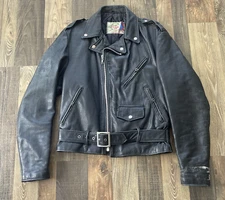 Vintage Scooter Black Leather Perfecto Made in USA Lined Size 38