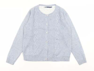ble Damen Strickjacke blau Rundhals Acrylmischung Größe S