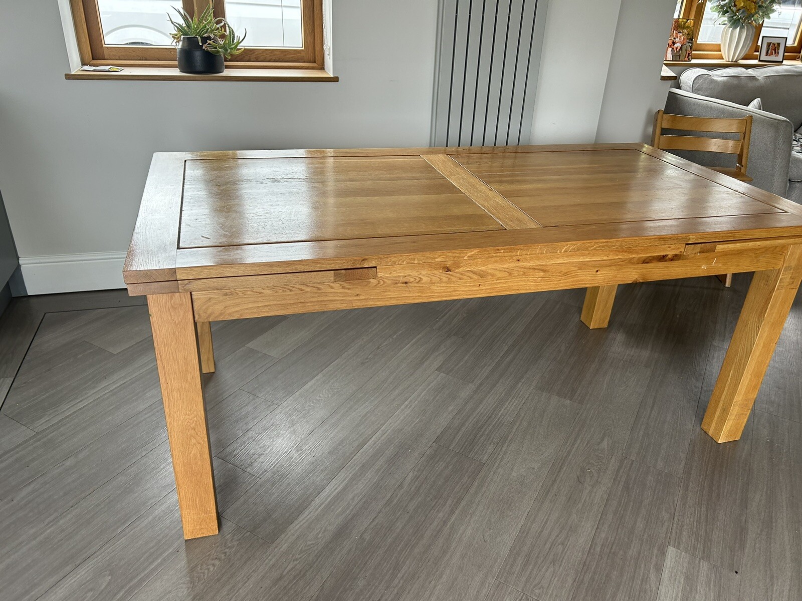 Oak furniture land dorset dining table extending & 6 fabric chairs eBay