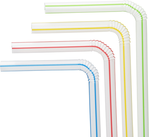 Flexible Plastic Straws Colored Bpa-Free Disposable Bendy Straw 8" Long (200 Pac - Picture 2 of 6