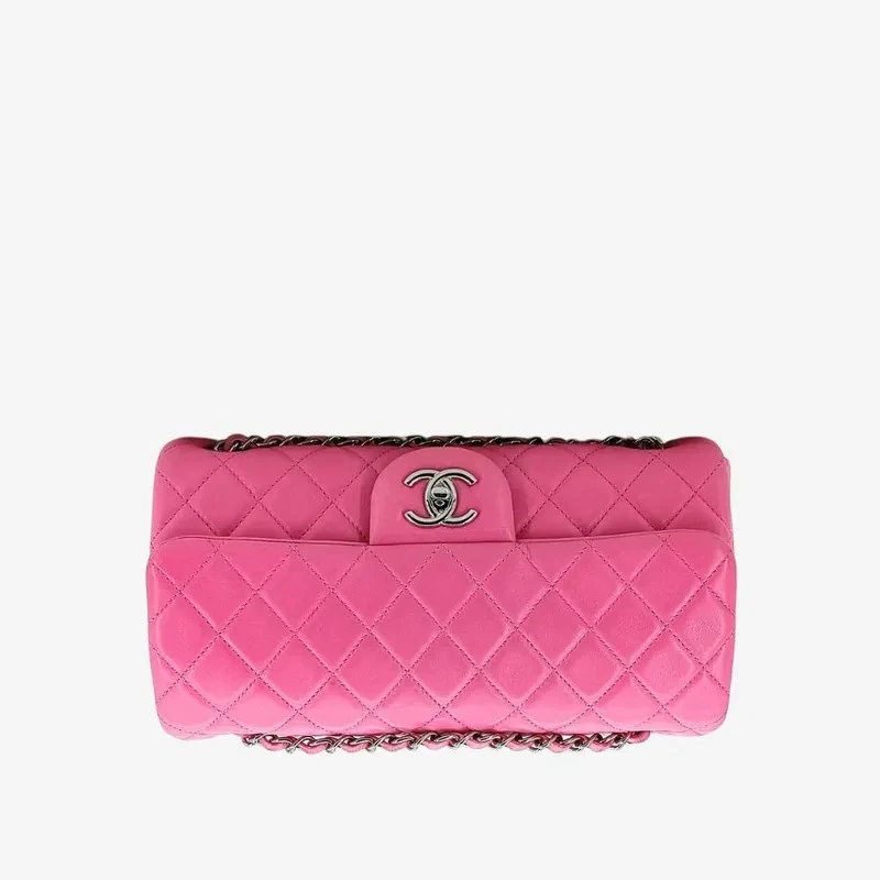 Chanel — CHANEL Pink Lambskin Upside Down Flap Bag