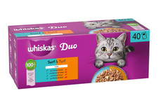 WHISKAS DUO Adult Wet Cat Food in Jelly 40x85g Surf & Turf 4.64 per kilo