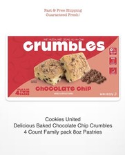 Cookies United, Chocolate Chip Crumbles, 4 Count, 8oz Carton 4, 2-oz bags
