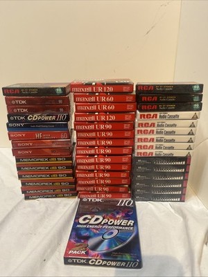 (43)  Audio Cassette Tapes HF Normal Bias RCA Sony TDK Maxell Memorex Lot of 43